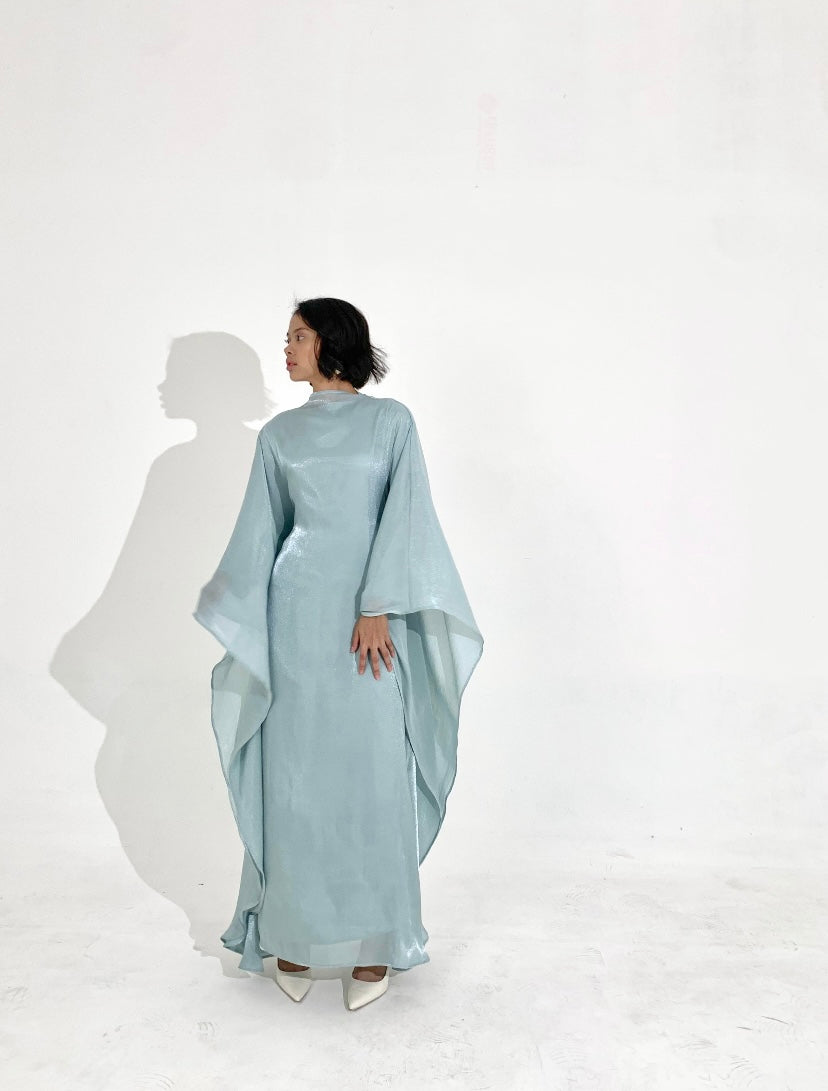 Sheen Kaftan Dress in Aquamarine – Esmé New York