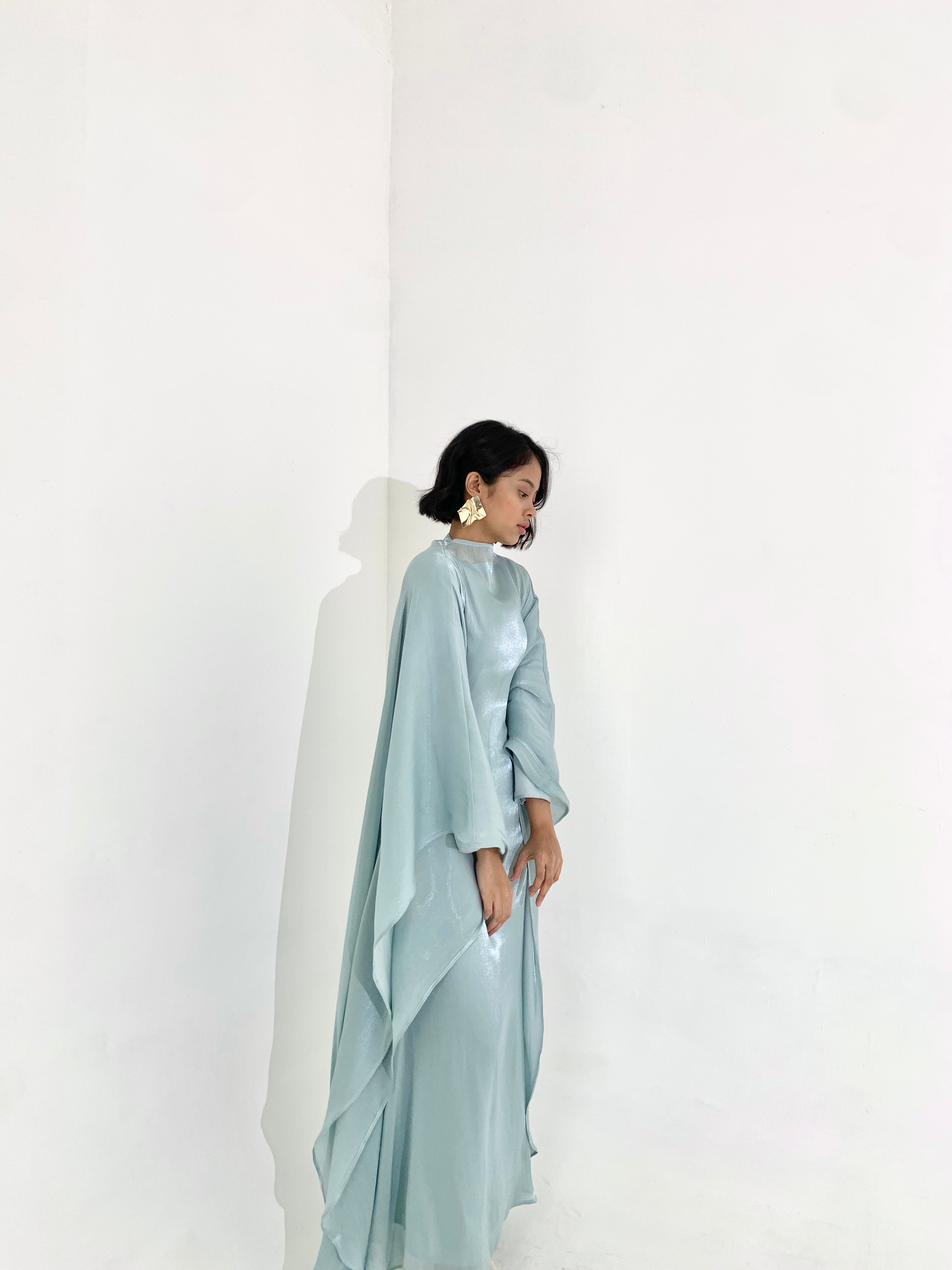 Sheen Kaftan Dress in Aquamarine