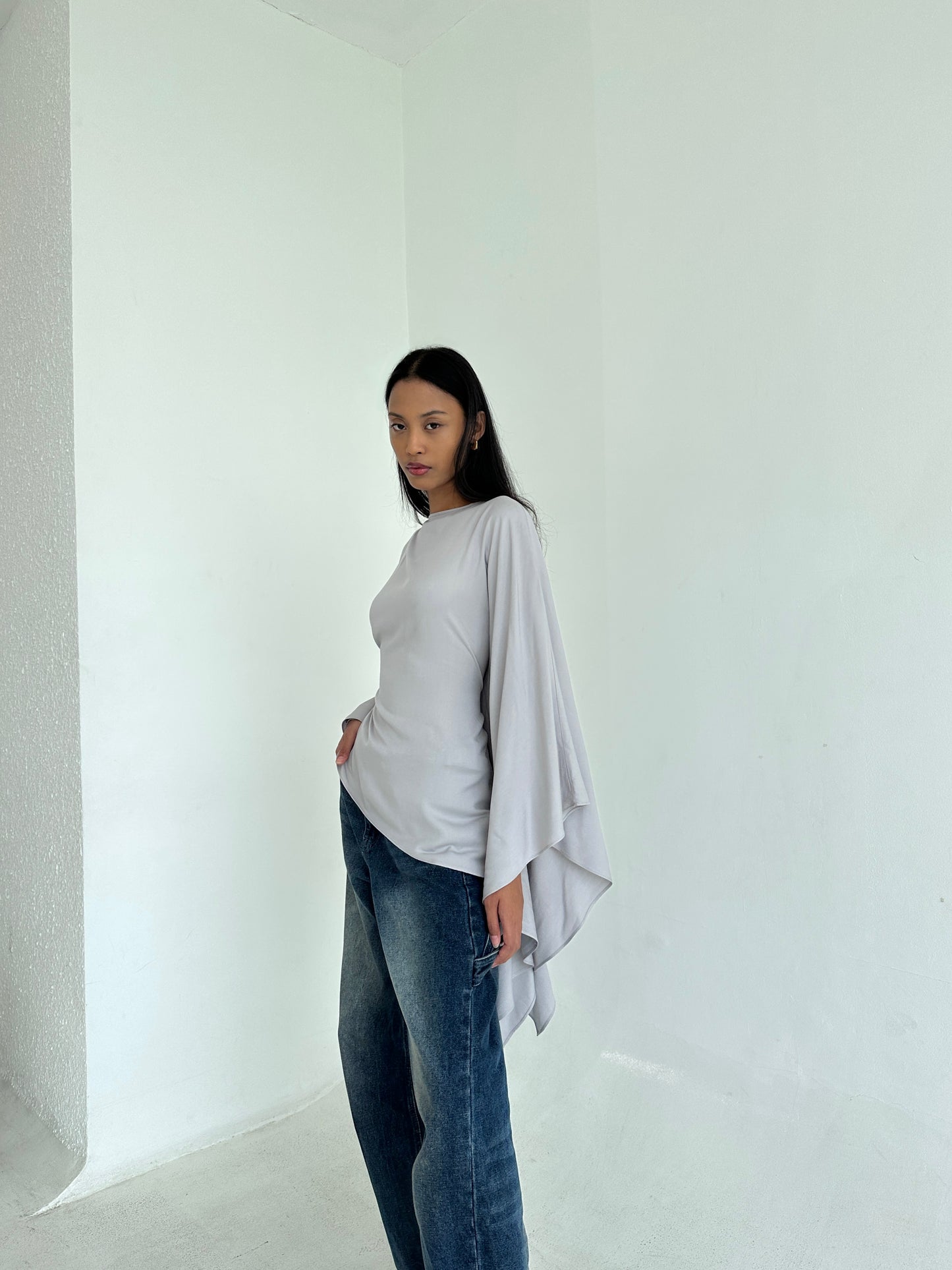 GRAY Adjustable Long-Sleeve Butterfly Top