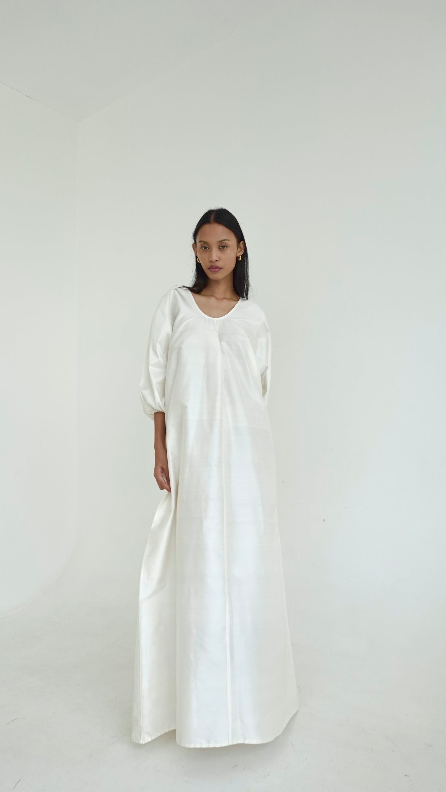 Raw Silk Puff Gown