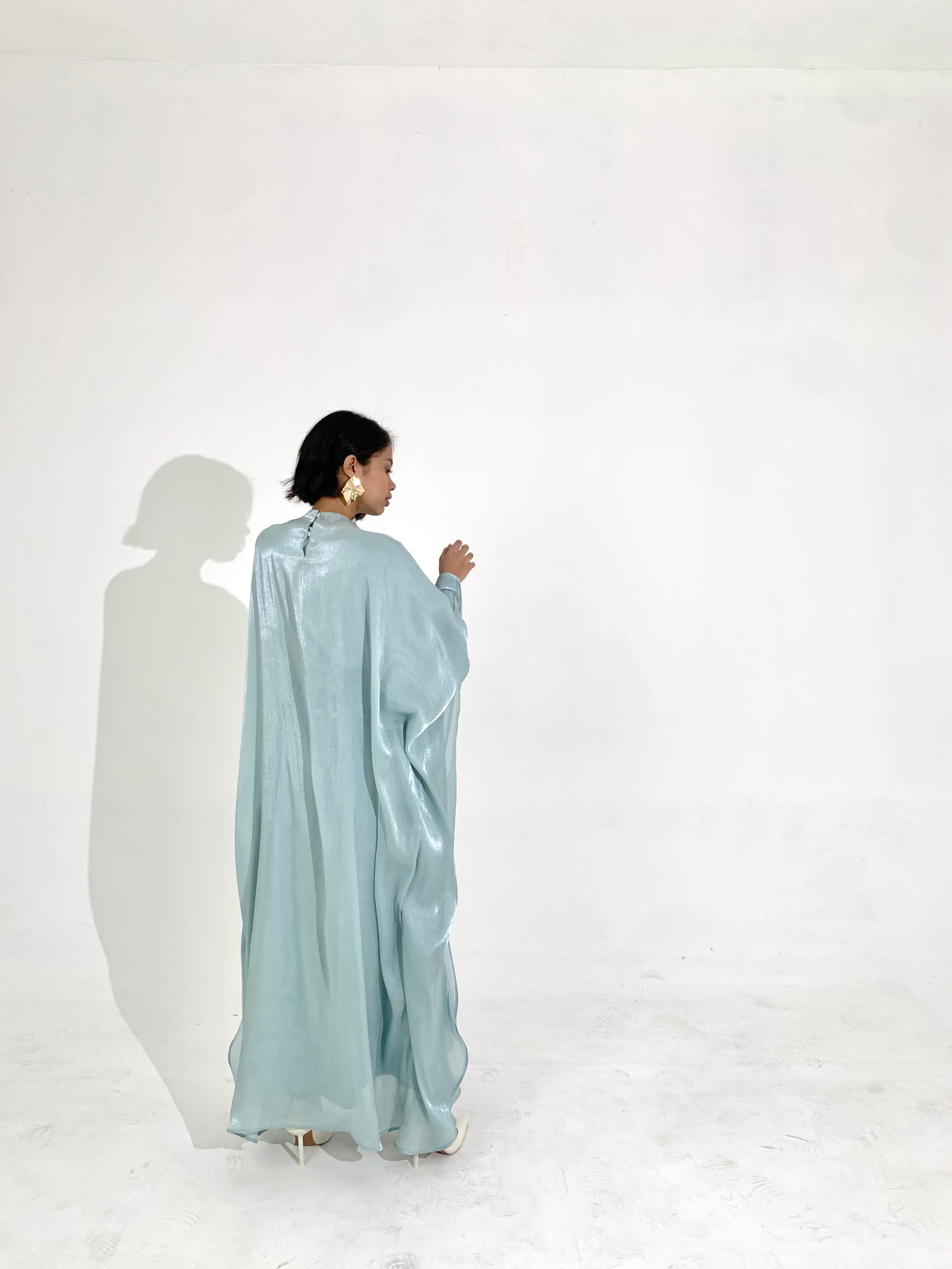 Sheen Kaftan Dress in Aquamarine