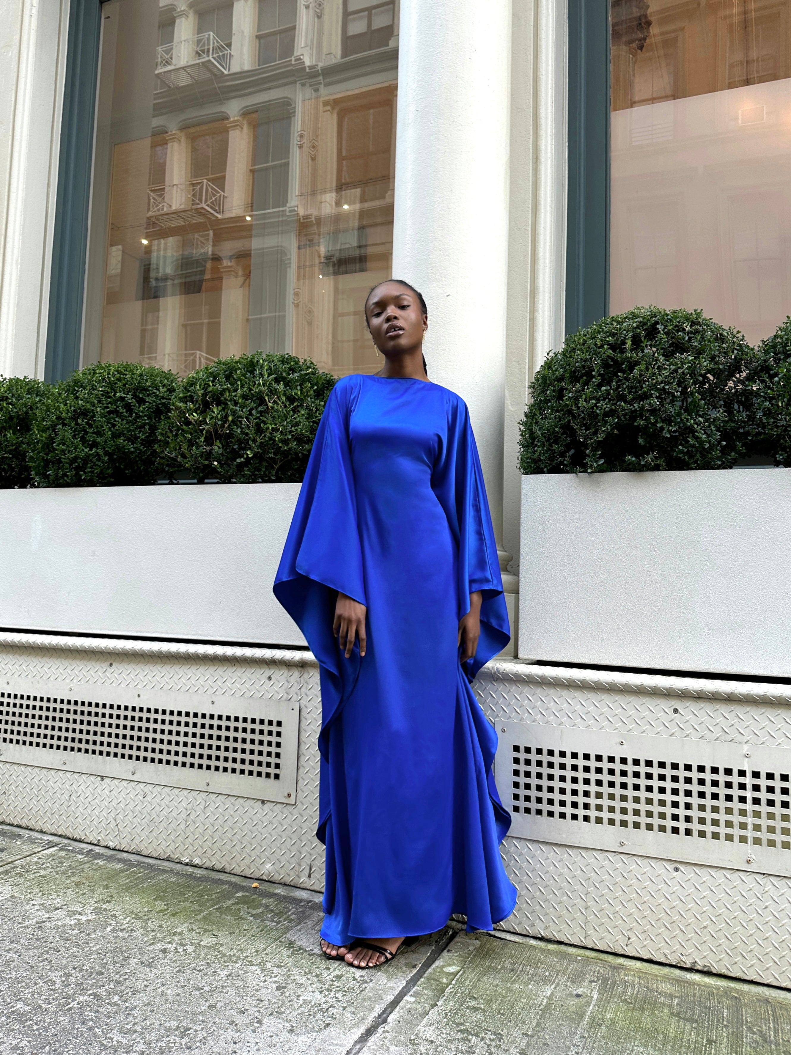 Sapphire Satin Kaftan Dress Ships between Nov 14 16