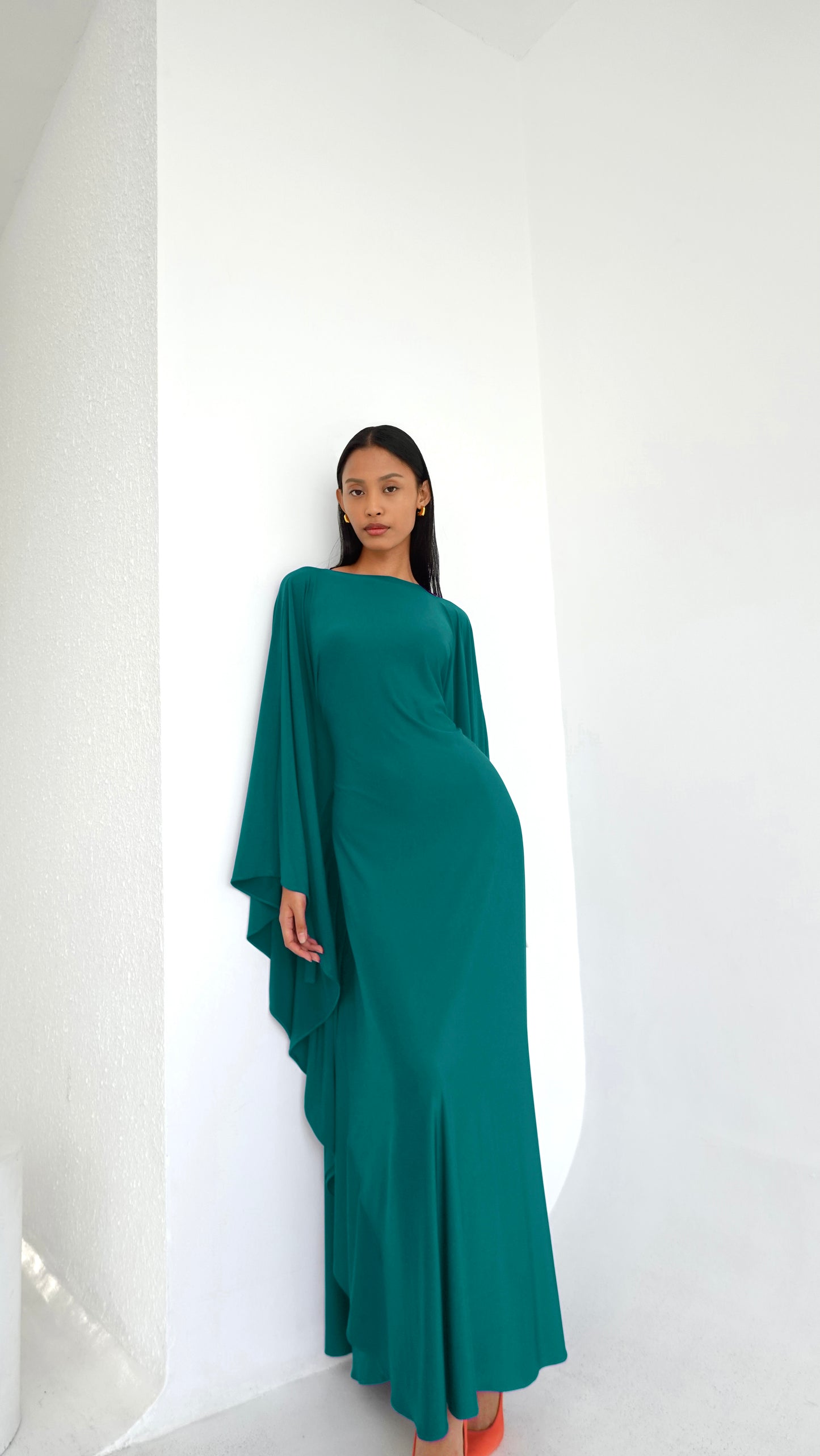 Jersey Kaftan Dress in Ocean