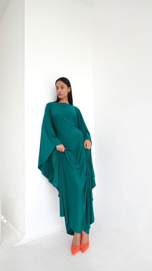 Jersey Kaftan Dress in Ocean Teal