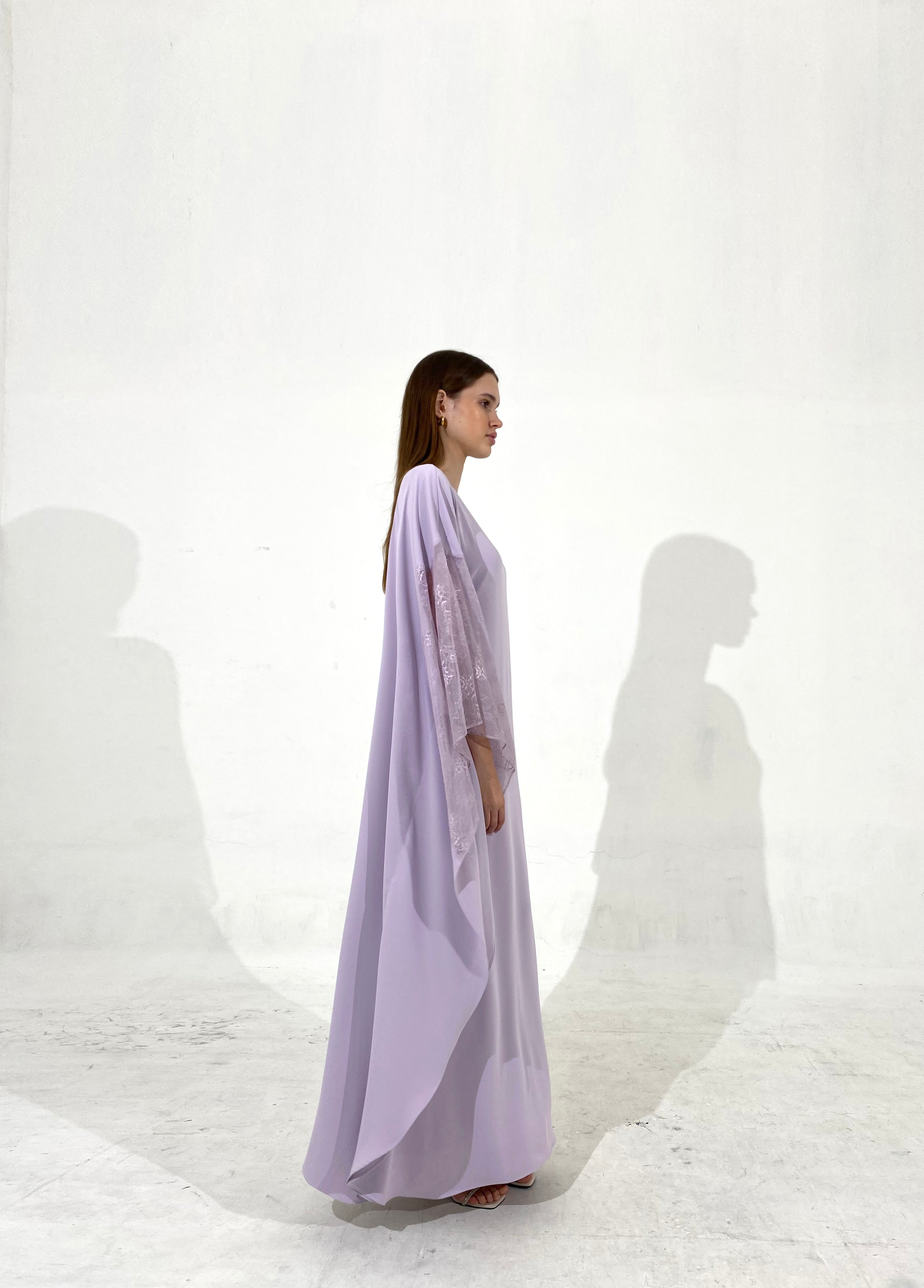 Lace Kaftan Dress in Lavender – Esmé New York