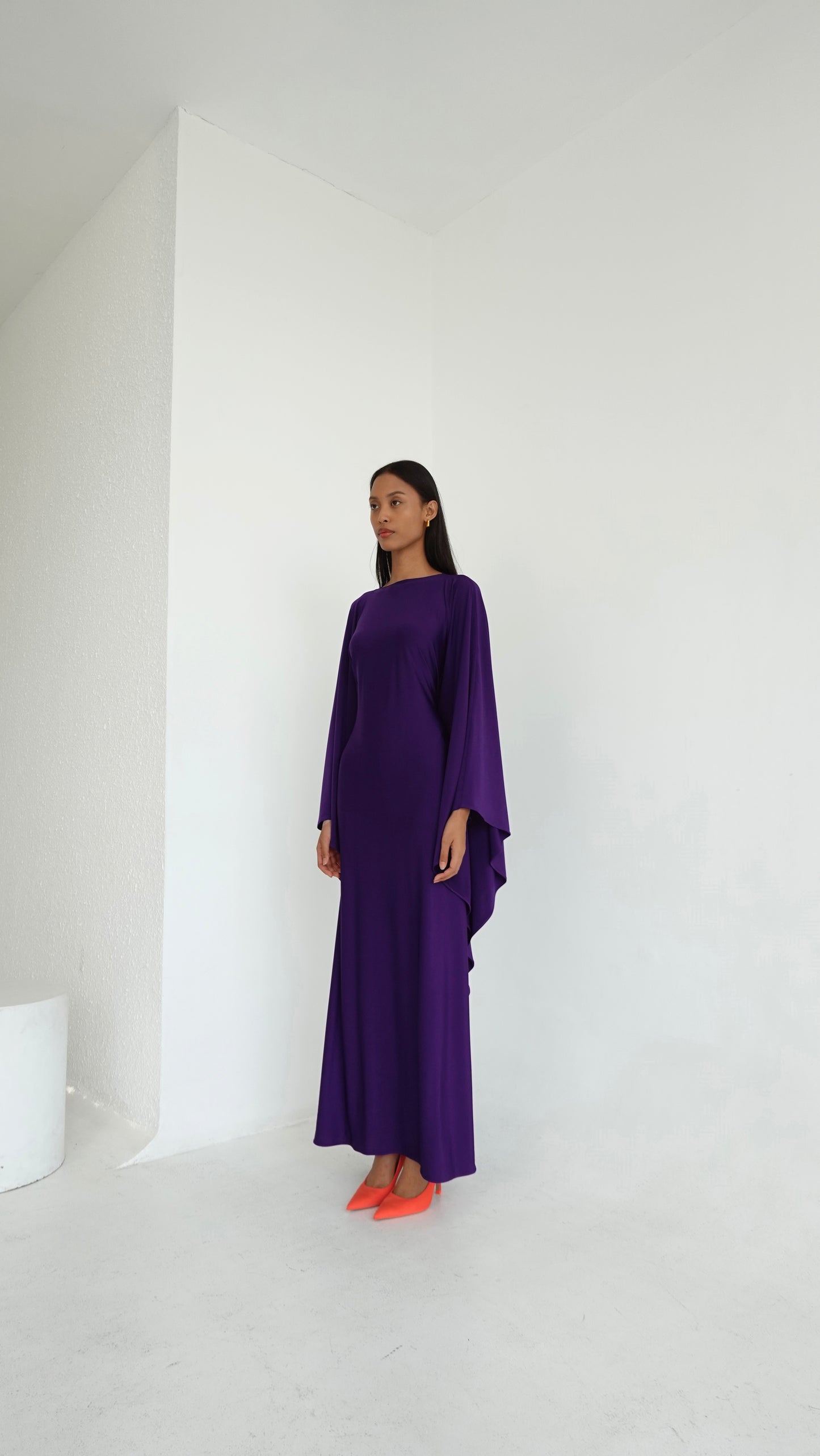 Jersey Kaftan Dress in Violet