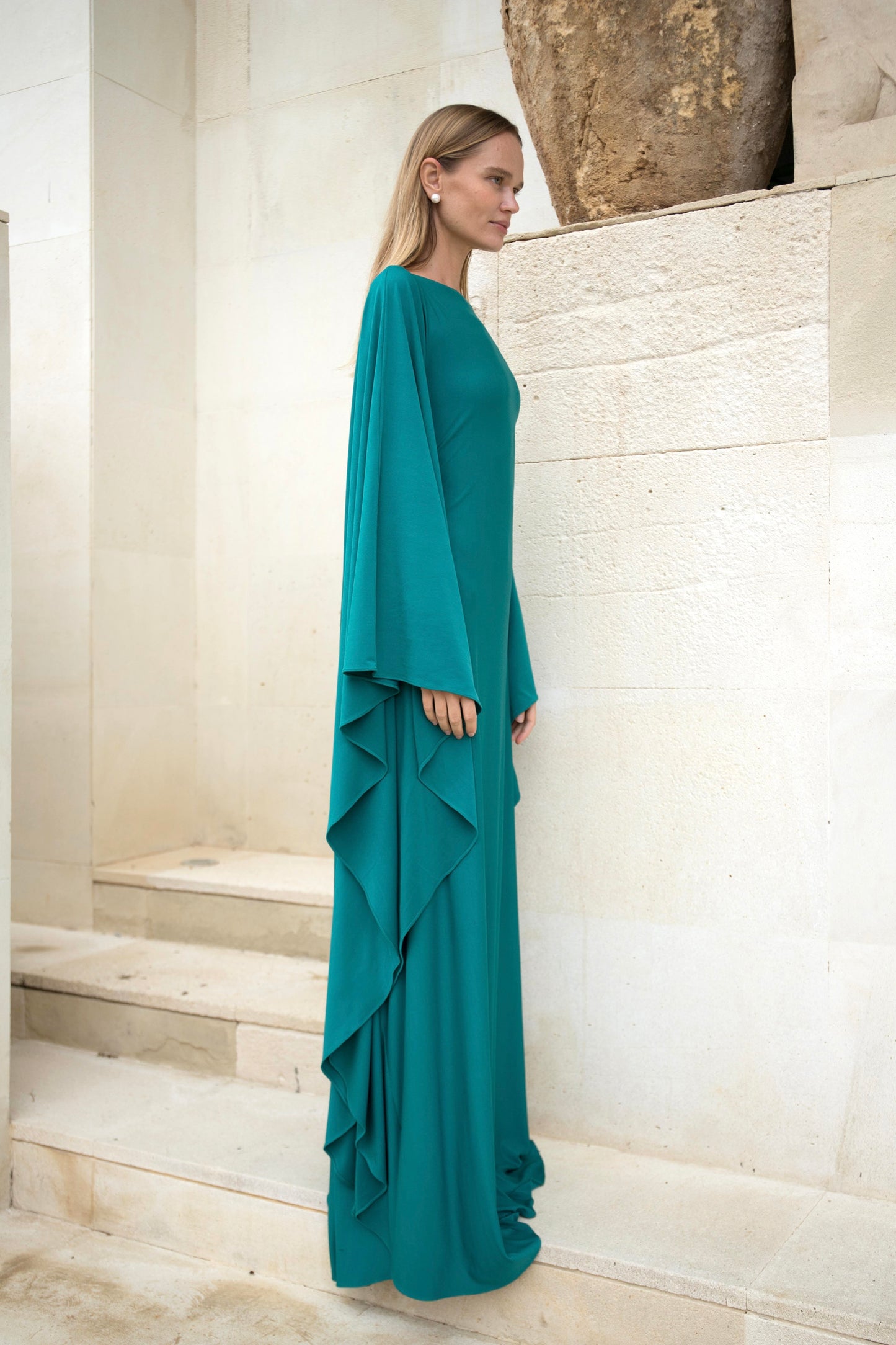 Jersey Kaftan Dress in Ocean