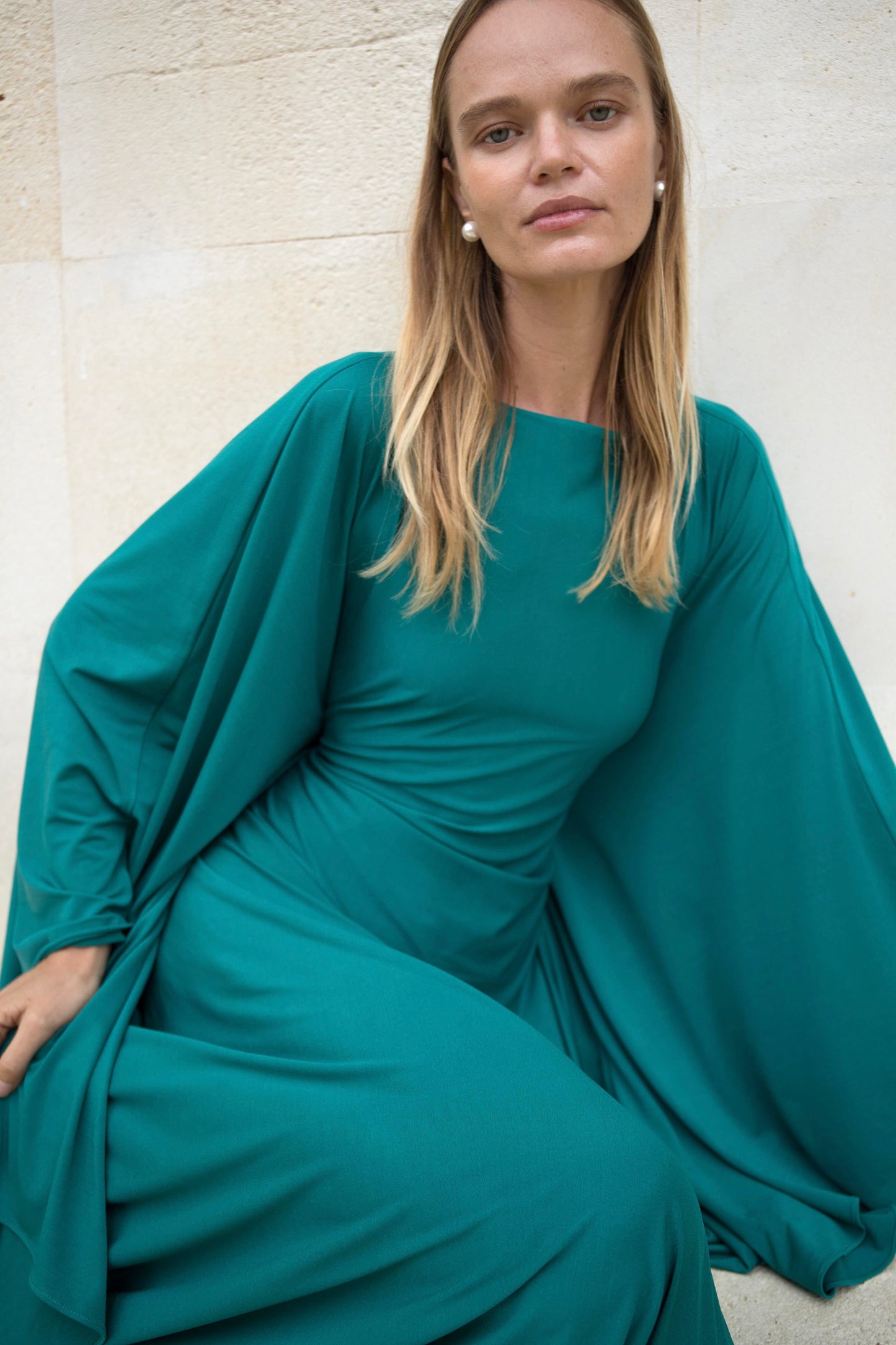 Jersey Kaftan Dress in Ocean