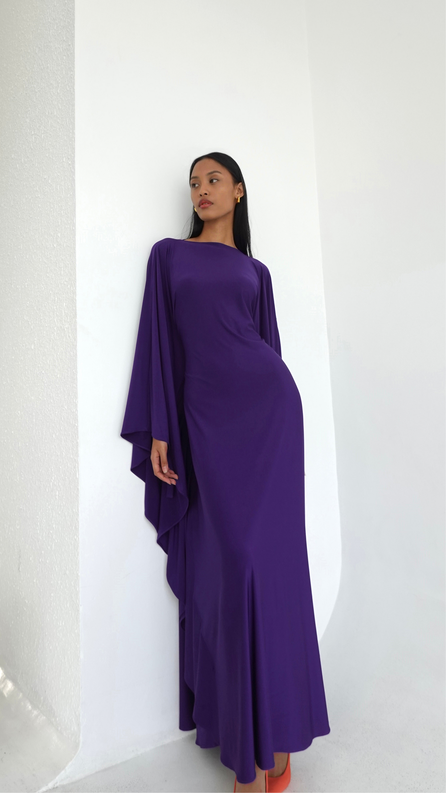 Jersey Kaftan Dress in Violet