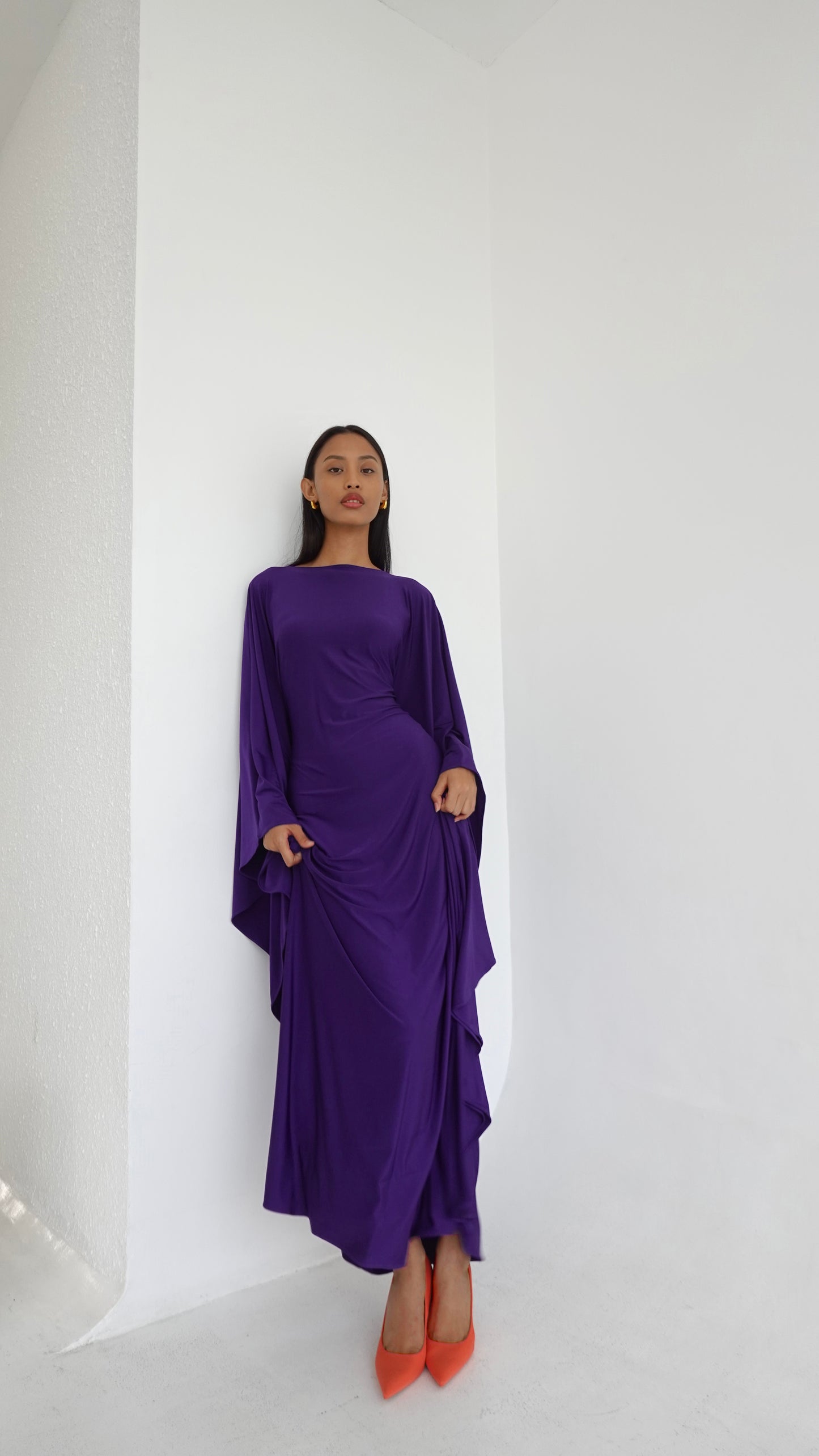 Jersey Kaftan Dress in Violet