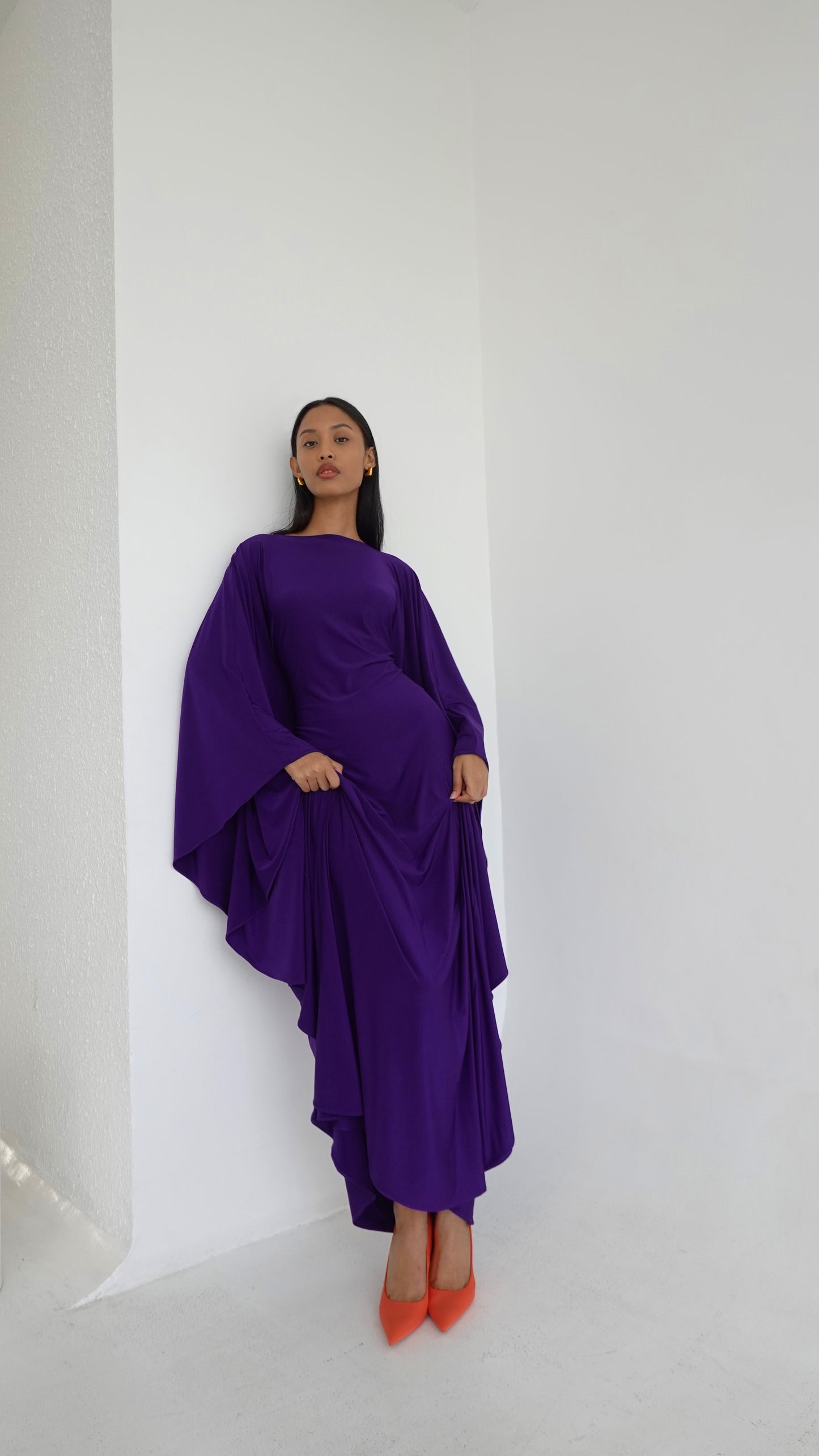 Jersey Kaftan Dress in Violet