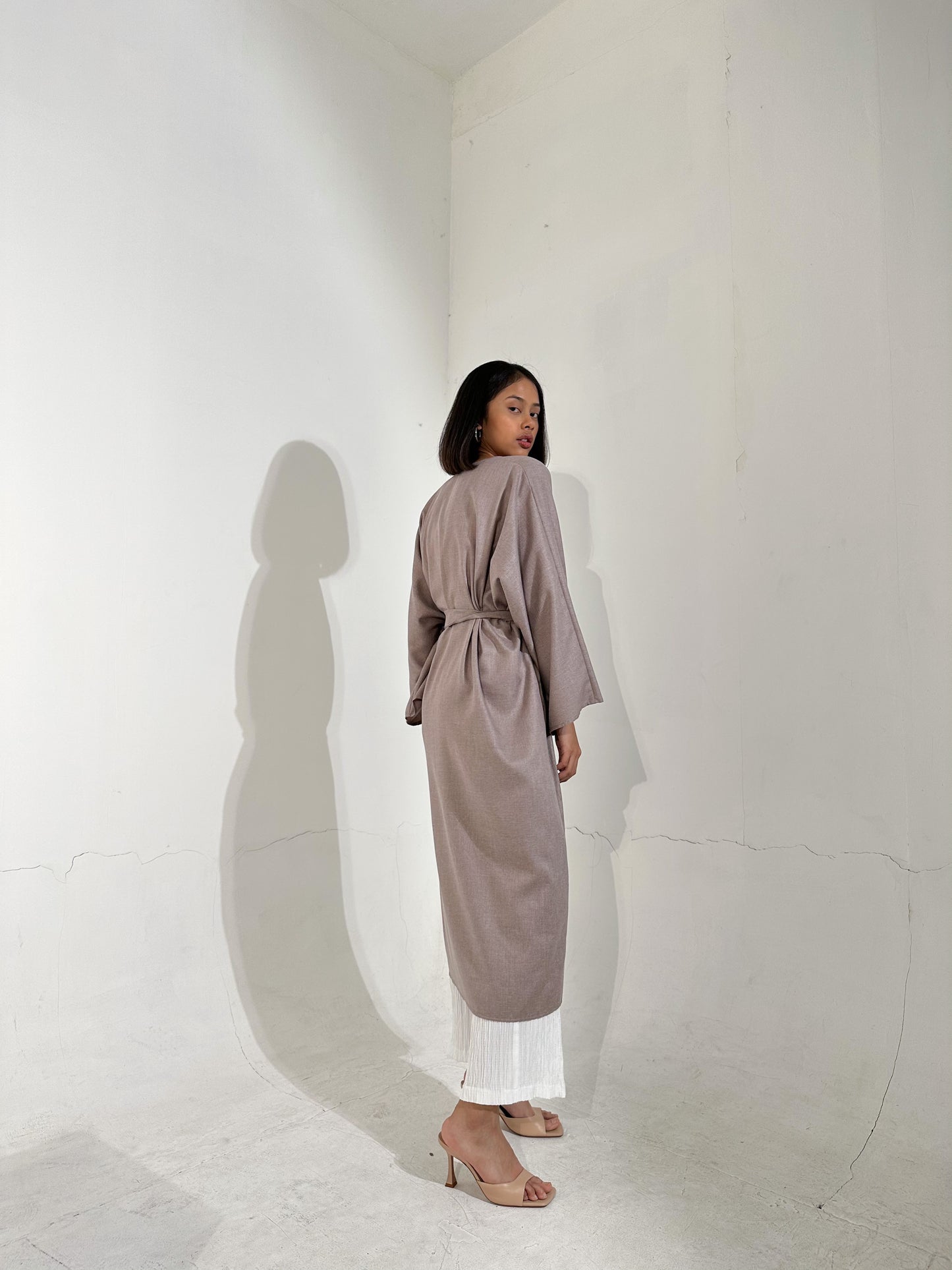 Linen Blend Midi Kimono