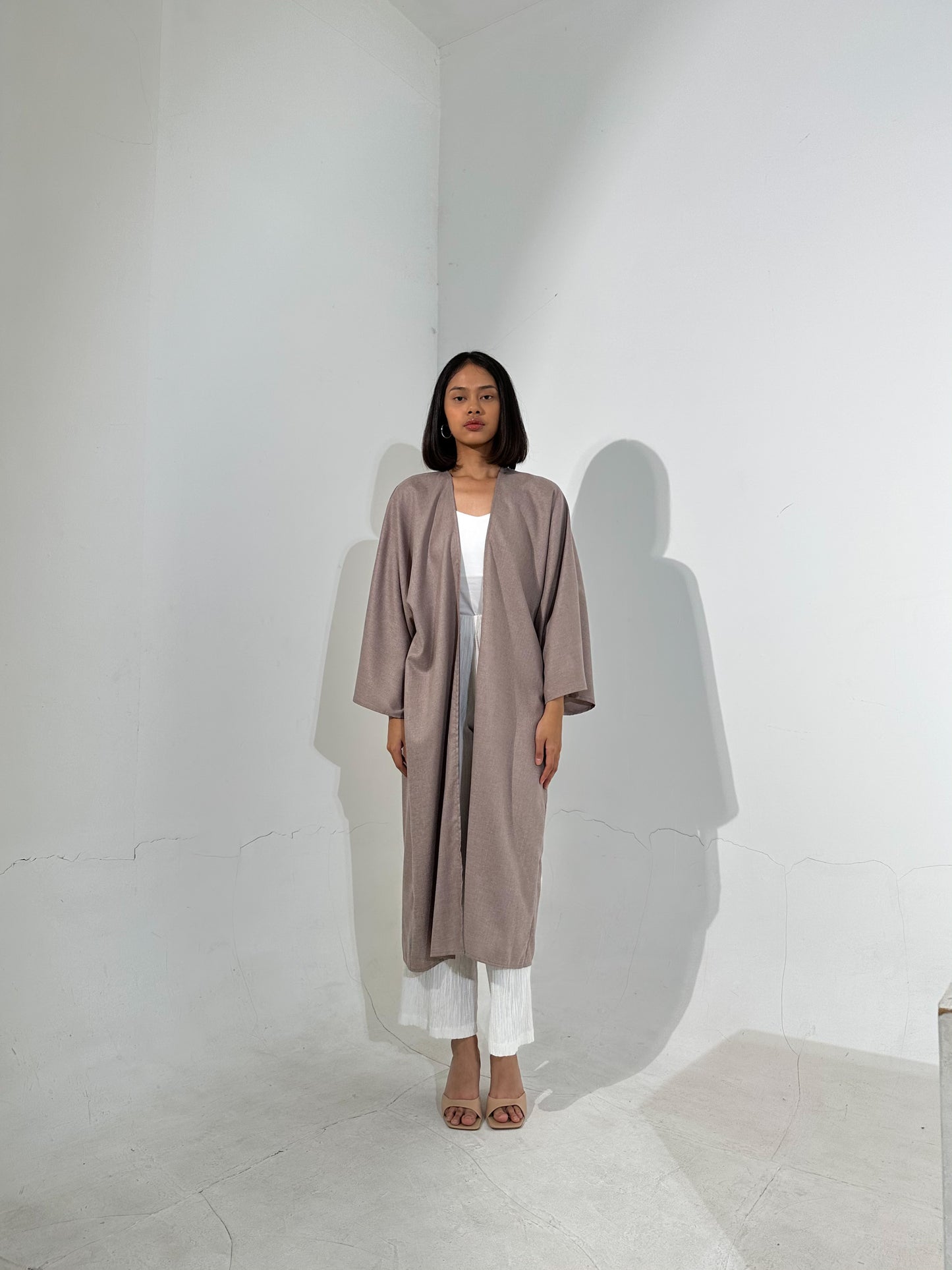 Linen Blend Midi Kimono