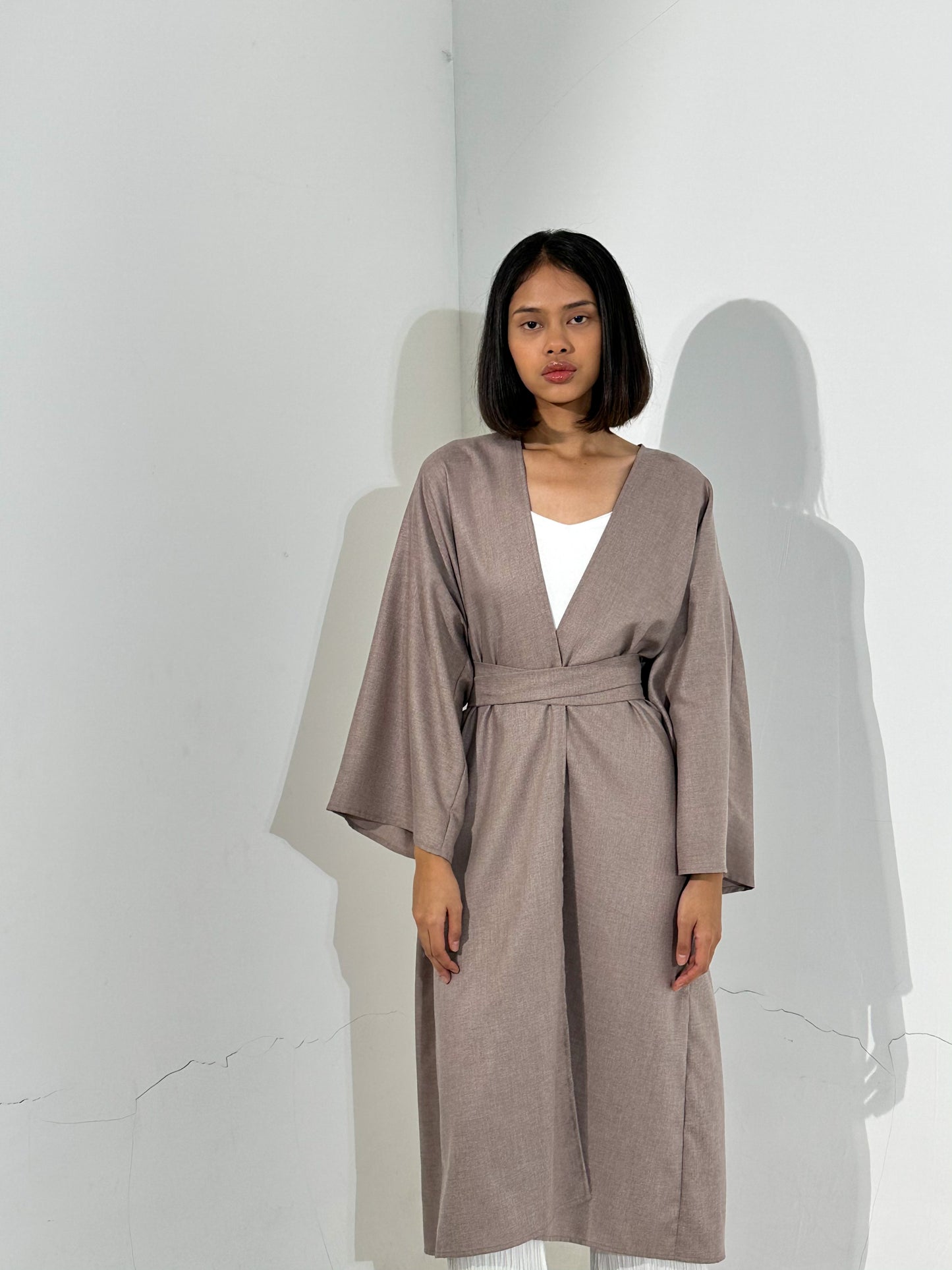 Linen Blend Midi Kimono